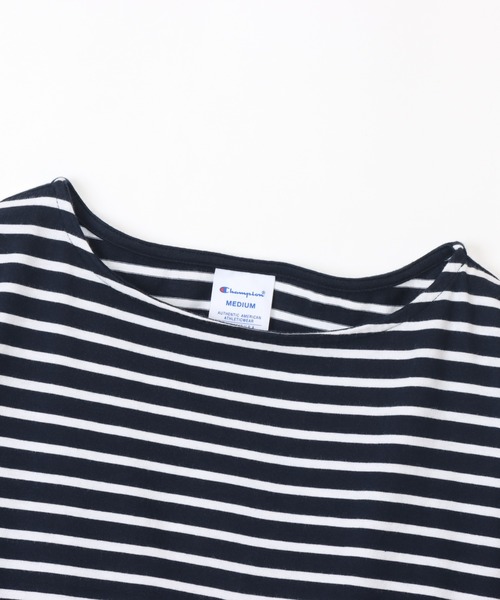 Champion(チャンピオン)の「【Champion/チャンピオン】レディース ボーダーロングスリーブTシャツ(Tシャツ/カットソー・レディース・ホワイト/ネイビー・LARGE/MEDIUM)」の9枚目の写真