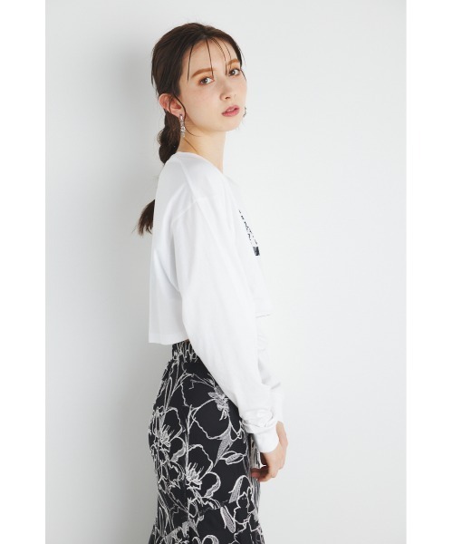 rienda(リエンダ)の「スクエアロゴクロップドロングTシャツ 春服(Tシャツ/カットソー・レディース・ライトイエロー/ブラック/ライトパープル/ホワイト・FREE)」の9枚目の写真