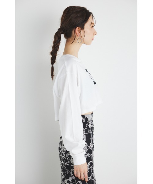 rienda(リエンダ)の「スクエアロゴクロップドロングTシャツ 春服(Tシャツ/カットソー・レディース・ライトイエロー/ブラック/ライトパープル/ホワイト・FREE)」の10枚目の写真