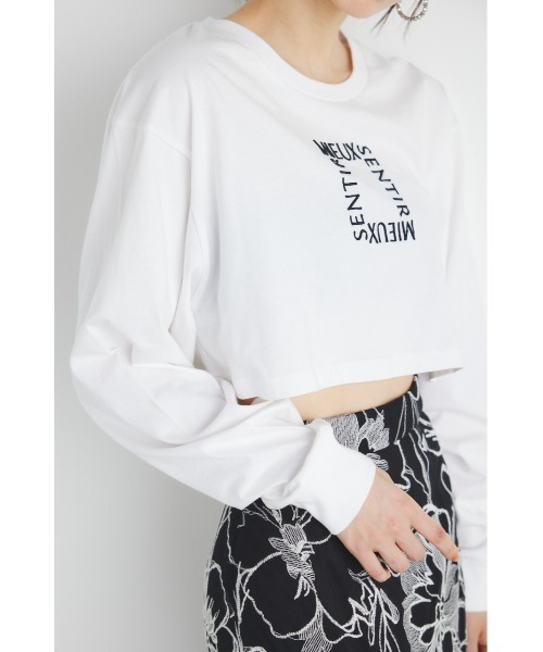 rienda(リエンダ)の「スクエアロゴクロップドロングTシャツ 春服(Tシャツ/カットソー・レディース・ライトイエロー/ブラック/ライトパープル/ホワイト・FREE)」の13枚目の写真