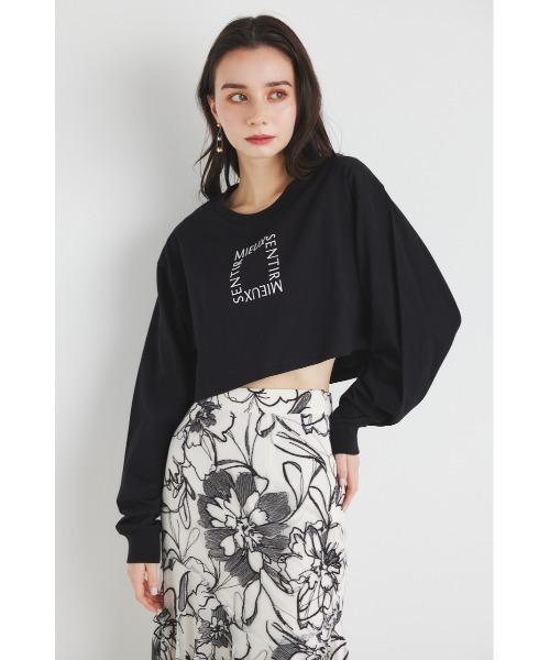 rienda(リエンダ)の「スクエアロゴクロップドロングTシャツ 春服(Tシャツ/カットソー・レディース・ライトイエロー/ブラック/ライトパープル/ホワイト・FREE)」の22枚目の写真