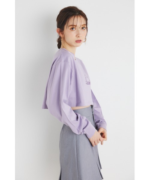 rienda(リエンダ)の「スクエアロゴクロップドロングTシャツ 春服(Tシャツ/カットソー・レディース・ライトイエロー/ブラック/ライトパープル/ホワイト・FREE)」の16枚目の写真