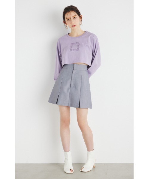 rienda(リエンダ)の「スクエアロゴクロップドロングTシャツ 春服(Tシャツ/カットソー・レディース・ライトイエロー/ブラック/ライトパープル/ホワイト・FREE)」の18枚目の写真