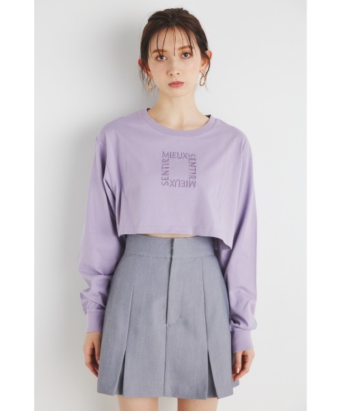rienda(リエンダ)の「スクエアロゴクロップドロングTシャツ 春服(Tシャツ/カットソー・レディース・ライトイエロー/ブラック/ライトパープル/ホワイト・FREE)」の19枚目の写真