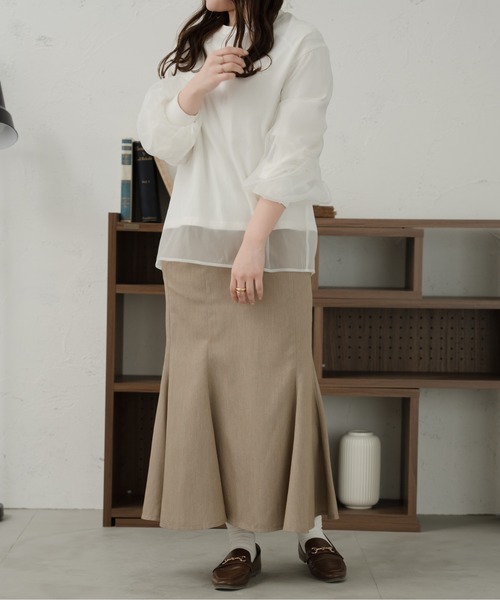 Ambre Ciel（アンブルシエル）の「シアーシフォンロンＴ／【WEB/EC限定商品】（Tシャツ/カットソー・レディース・オフホワイト/ダークブラウン・FREE）」の10枚目の写真