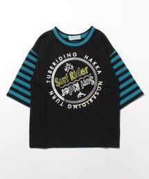 HAKKA KIDS（ハッカキッズ）の「フロントプリントボーダー切替7分袖Tシャツ（Tシャツ/カットソー・キッズ）」
