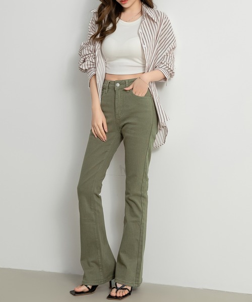 DAY CLOSET(デイ クローゼット)の「レディース ストライプ柄オーバーサイズラウンドヘムシャツ(シャツ/ブラウス・レディース・レッド・ONE SIZE)」の13枚目の写真