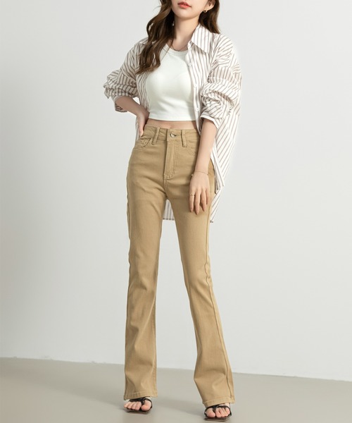 DAY CLOSET(デイ クローゼット)の「レディース ストライプ柄オーバーサイズラウンドヘムシャツ(シャツ/ブラウス・レディース・レッド・ONE SIZE)」の16枚目の写真