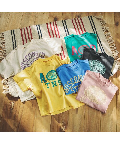 BREEZE(ブリーズ)の「カラフルカレッジTシャツ(Tシャツ/カットソー・キッズ・ピンク/ブルー/グリーン/イエロー/キナリ/チャコール・130/140/80/100/90/110/120)」の12枚目の写真