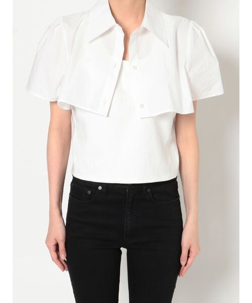 MURUA（ムルーア）の「レイヤードクロップドシャツ（シャツ/ブラウス・レディース・ホワイト/ブラック/ブルー・FREE）」の7枚目の写真