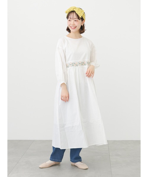 ehka sopo（エヘカソポ）の「【Maison SAJOU】ウエスト刺繍ワンピース（ワンピース・レディース・ブラック/オフホワイト/ミント・ﾌﾘ-）」の4枚目の写真