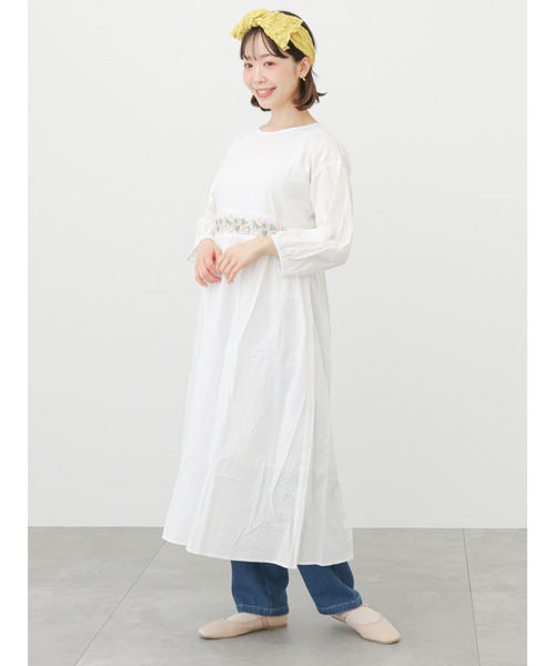 ehka sopo（エヘカソポ）の「【Maison SAJOU】ウエスト刺繍ワンピース（ワンピース・レディース・ブラック/オフホワイト/ミント・ﾌﾘ-）」の5枚目の写真