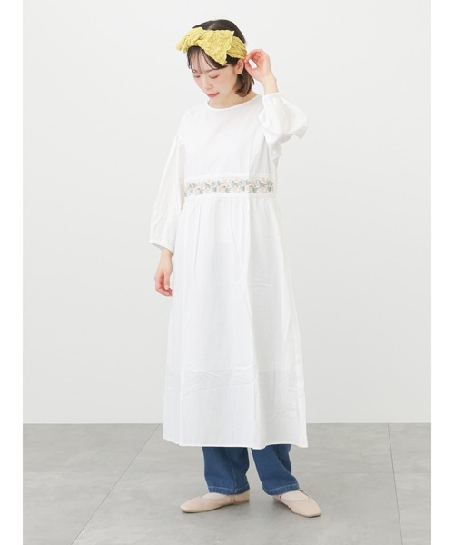 ehka sopo（エヘカソポ）の「【Maison SAJOU】ウエスト刺繍ワンピース（ワンピース・レディース・ブラック/オフホワイト/ミント・ﾌﾘ-）」の6枚目の写真