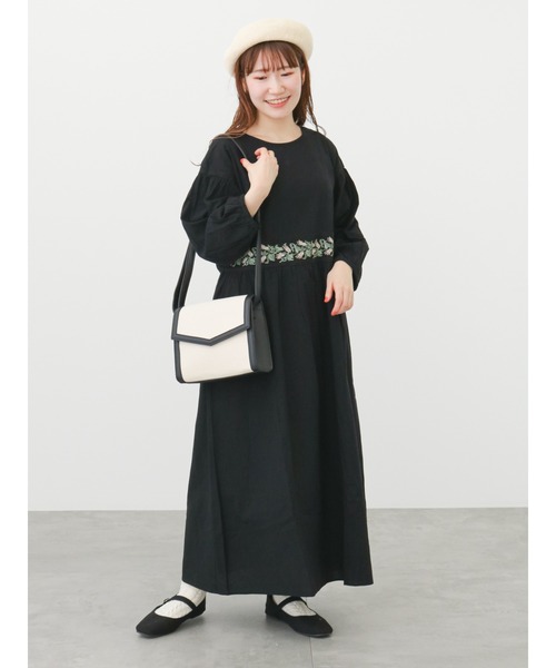 ehka sopo（エヘカソポ）の「【Maison SAJOU】ウエスト刺繍ワンピース（ワンピース・レディース・ブラック/オフホワイト/ミント・ﾌﾘ-）」の10枚目の写真