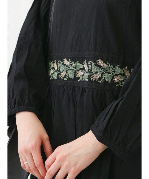 ehka sopo（エヘカソポ）の「【Maison SAJOU】ウエスト刺繍ワンピース（ワンピース・レディース・ブラック/オフホワイト/ミント・ﾌﾘ-）」の16枚目の写真