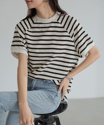 ラグランコットンTシャツ 綿100% Tシャツ 半袖 カットソー ラグランスリーブ シンプル ボーダー トップス コットンTシャツ レイヤードトップス 無地 春服 夏服 秋服