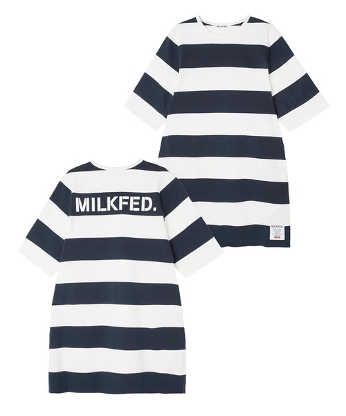 MILKFED.（ミルクフェド）の「BACK LOGO STRIPED TUNIC（ワンピース・レディース・ブラック/レッド/ネイビー・ONE SIZE）」の3枚目の写真
