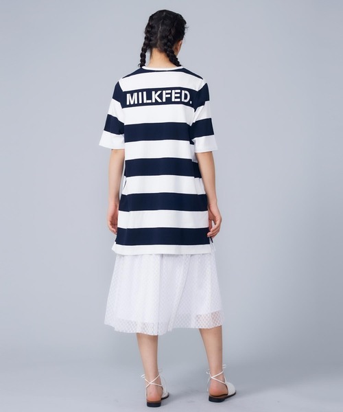 MILKFED.（ミルクフェド）の「BACK LOGO STRIPED TUNIC（ワンピース・レディース・ブラック/レッド/ネイビー・ONE SIZE）」の12枚目の写真