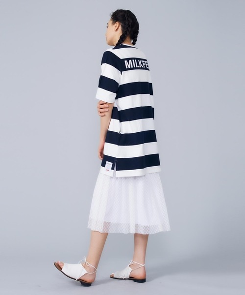 MILKFED.（ミルクフェド）の「BACK LOGO STRIPED TUNIC（ワンピース・レディース・ブラック/レッド/ネイビー・ONE SIZE）」の9枚目の写真