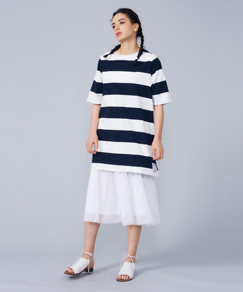 MILKFED.（ミルクフェド）の「BACK LOGO STRIPED TUNIC（ワンピース・レディース・ブラック/レッド/ネイビー・ONE SIZE）」の7枚目の写真