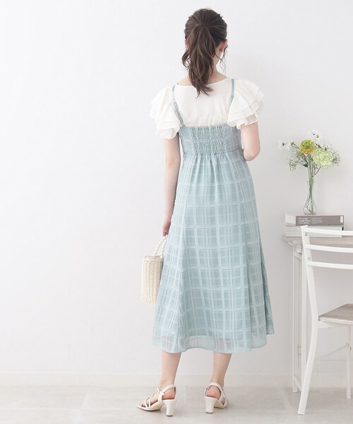 couture brooch(クチュールブローチ)の「◆【愛されキャミワンピ】シアーチェックキャミワンピース(ワンピース・レディース・ライトグリーン/ブラック/ダークオレンジ・38/42/36/40)」の20枚目の写真