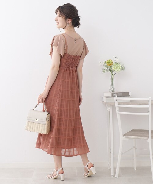 couture brooch(クチュールブローチ)の「◆【愛されキャミワンピ】シアーチェックキャミワンピース(ワンピース・レディース・ライトグリーン/ブラック/ダークオレンジ・38/42/36/40)」の17枚目の写真