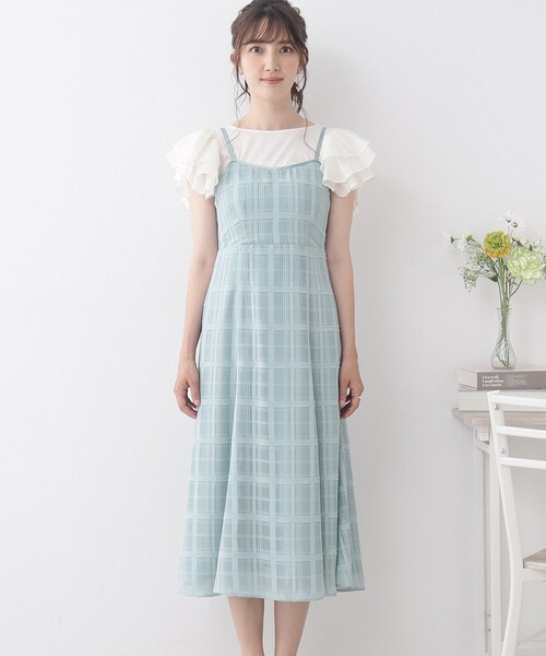 couture brooch(クチュールブローチ)の「◆【愛されキャミワンピ】シアーチェックキャミワンピース(ワンピース・レディース・ライトグリーン/ブラック/ダークオレンジ・38/42/36/40)」の8枚目の写真