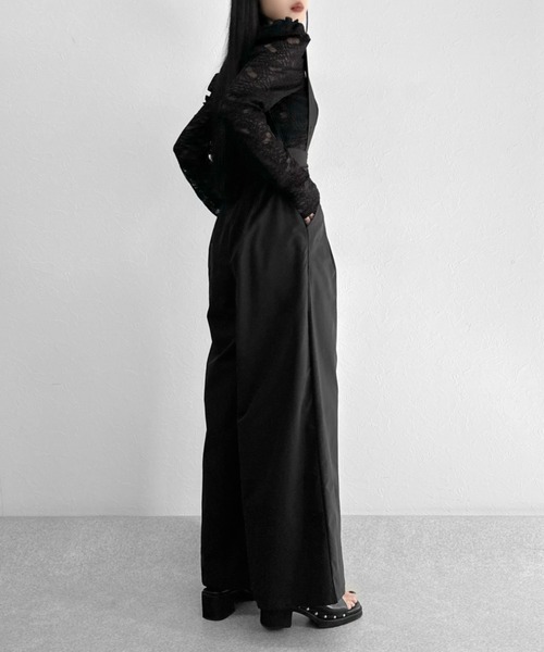 LVEU.（ラブユ.）の「【LVEU.】2wayハイウエストワイドサロペット / サロペット ハイウエスト ボトムス パンツ 2way ワイド ブラック（サロペット/オーバーオール・レディース・ブラック・FREE）」の5枚目の写真