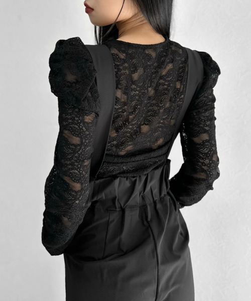 LVEU.（ラブユ.）の「【LVEU.】2wayハイウエストワイドサロペット / サロペット ハイウエスト ボトムス パンツ 2way ワイド ブラック（サロペット/オーバーオール・レディース・ブラック・FREE）」の9枚目の写真