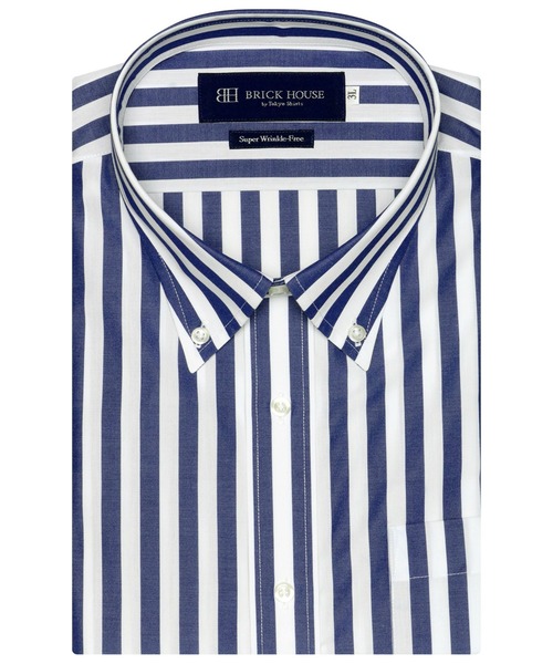 TOKYO SHIRTS(トウキョウシャツ)の「超形態安定ノーアイロン ボタンダウン 半袖ビジネスワイシャツ 大きいサイズ(3L/4L)(ビジネスシャツ・メンズ・ネイビー・首回り45cm/首回り47cm)」の1枚目の写真