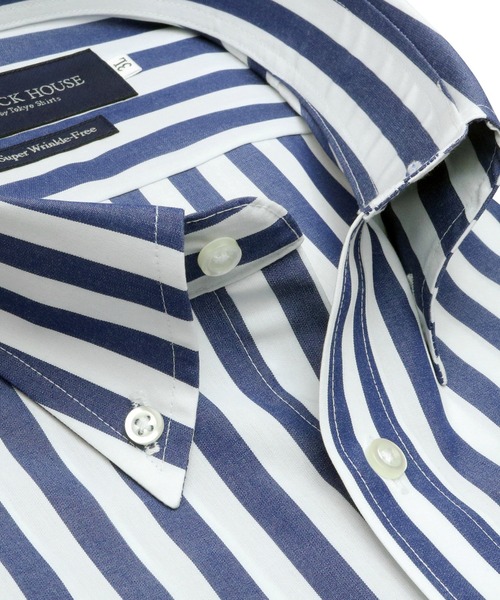 TOKYO SHIRTS(トウキョウシャツ)の「超形態安定ノーアイロン ボタンダウン 半袖ビジネスワイシャツ 大きいサイズ(3L/4L)(ビジネスシャツ・メンズ・ネイビー・首回り45cm/首回り47cm)」の2枚目の写真