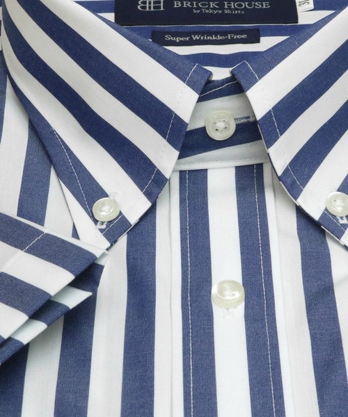 TOKYO SHIRTS(トウキョウシャツ)の「超形態安定ノーアイロン ボタンダウン 半袖ビジネスワイシャツ 大きいサイズ(3L/4L)(ビジネスシャツ・メンズ・ネイビー・首回り45cm/首回り47cm)」の3枚目の写真