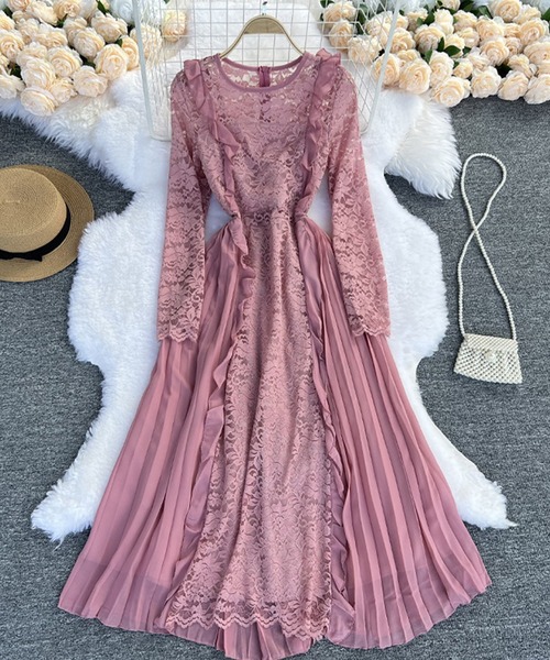 Jasmine Grandiflorum(ジャスミングランディフローラム)の「【Jasmine】エレガントレースワンピース(ワンピース・レディース・ブルー/ブラック/イエロー/ネイビー/ベージュ/レッド/ピンク・FREE)」の6枚目の写真