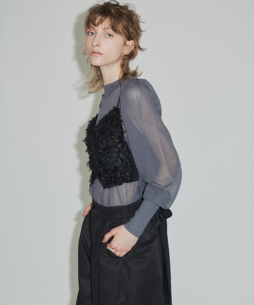 LA BELLE ETUDE（ラベルエチュード）の「フェザースパンコールBACKリボンビスチェ（ベスト・レディース・ホワイト/ライトブルー/ブラック・FREE）」の6枚目の写真