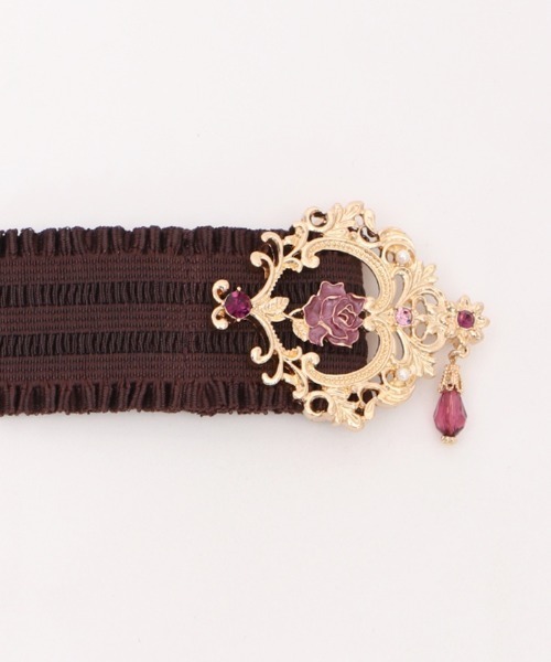 axesfemmePOETIQUE バンビゴムベルト・ゴールドとピンク♤新品 カラービジュー細ゴムベルト（ベルト）｜axes femme（アクシーズ