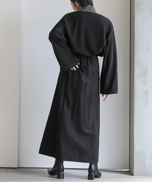 select MOCA(セレクトモカ)の「キーネックリップルワイドスリーブトップス(Tシャツ/カットソー・レディース・ベージュ/ブラック/チャコールグレー/ブラウン/ライトカーキ・FREE)」の14枚目の写真