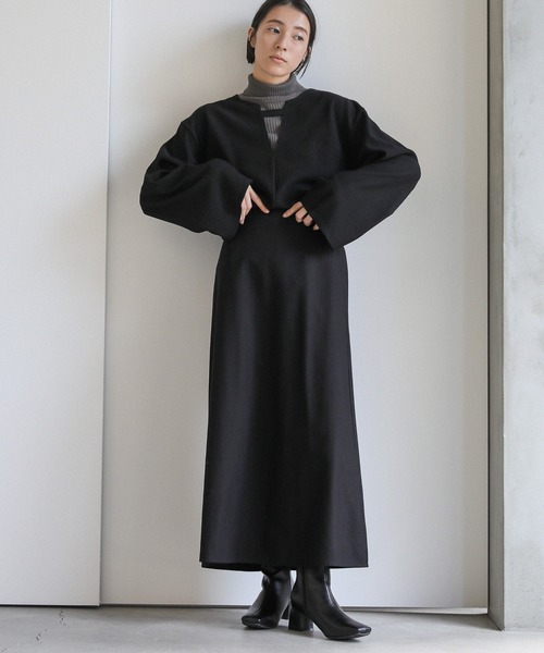 select MOCA(セレクトモカ)の「キーネックリップルワイドスリーブトップス(Tシャツ/カットソー・レディース・ベージュ/ブラック/チャコールグレー/ブラウン/ライトカーキ・FREE)」の7枚目の写真