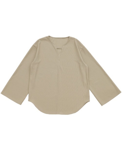 select MOCA(セレクトモカ)の「キーネックリップルワイドスリーブトップス(Tシャツ/カットソー・レディース・ベージュ/ブラック/チャコールグレー/ブラウン/ライトカーキ・FREE)」の17枚目の写真