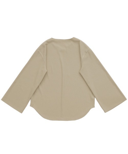 select MOCA(セレクトモカ)の「キーネックリップルワイドスリーブトップス(Tシャツ/カットソー・レディース・ベージュ/ブラック/チャコールグレー/ブラウン/ライトカーキ・FREE)」の19枚目の写真