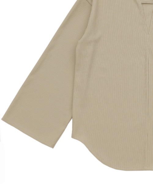 select MOCA(セレクトモカ)の「キーネックリップルワイドスリーブトップス(Tシャツ/カットソー・レディース・ベージュ/ブラック/チャコールグレー/ブラウン/ライトカーキ・FREE)」の21枚目の写真