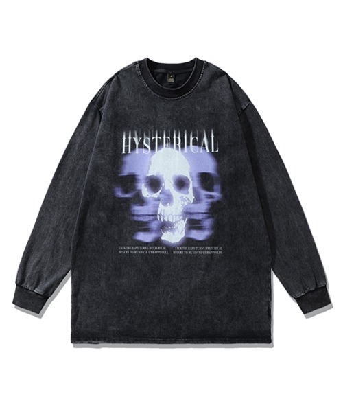 Ressaca(レサーカ)の「ヴィンテージライクグラフィックロゴプリント長袖Tシャツ オーバーサイズ(Tシャツ/カットソー・メンズ・ブラック×ブルー/ブラック×パープル/ブラック×イエロー/ブラック×レッド・L/M/XL/XXL)」の1枚目の写真