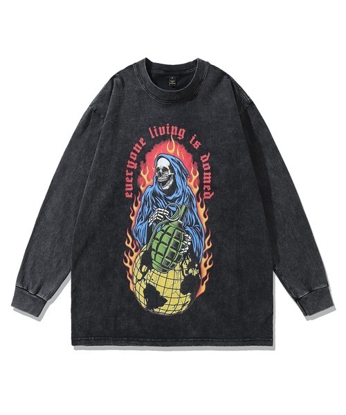 Ressaca(レサーカ)の「ヴィンテージライクグラフィックロゴプリント長袖Tシャツ オーバーサイズ(Tシャツ/カットソー・メンズ・ブラック×ブルー/ブラック×パープル/ブラック×イエロー/ブラック×レッド・L/M/XL/XXL)」の3枚目の写真