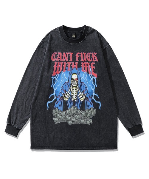 Ressaca(レサーカ)の「ヴィンテージライクグラフィックロゴプリント長袖Tシャツ オーバーサイズ(Tシャツ/カットソー・メンズ・ブラック×ブルー/ブラック×パープル/ブラック×イエロー/ブラック×レッド・L/M/XL/XXL)」の4枚目の写真