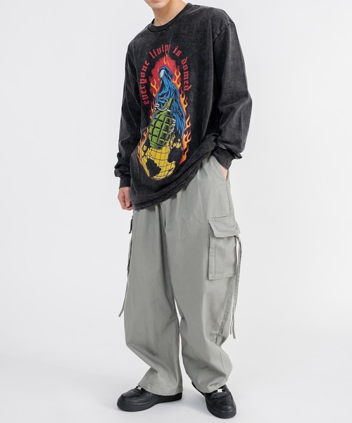 Ressaca(レサーカ)の「ヴィンテージライクグラフィックロゴプリント長袖Tシャツ オーバーサイズ(Tシャツ/カットソー・メンズ・ブラック×ブルー/ブラック×パープル/ブラック×イエロー/ブラック×レッド・L/M/XL/XXL)」の11枚目の写真