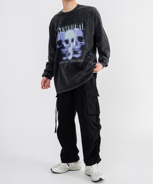 Ressaca(レサーカ)の「ヴィンテージライクグラフィックロゴプリント長袖Tシャツ オーバーサイズ(Tシャツ/カットソー・メンズ・ブラック×ブルー/ブラック×パープル/ブラック×イエロー/ブラック×レッド・L/M/XL/XXL)」の17枚目の写真