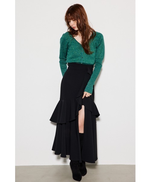 rienda（リエンダ）の「ディープタックショルダーVネックニットトップス（ニット/セーター・レディース・グリーン/ブラック/シルバー/グレイッシュベージュ/ベージュ・FREE）」の6枚目の写真