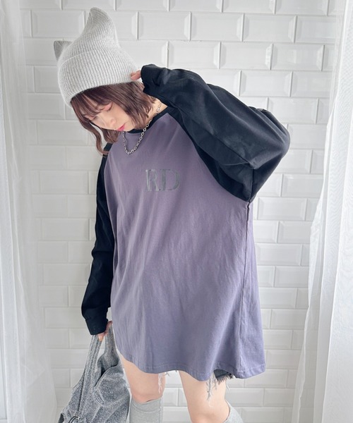 √nuage(ルートニュアージュ)の「ライン袖ラグランロングスリーブTシャツ(Tシャツ/カットソー・レディース・グレー/ホワイト・FREE)」の14枚目の写真