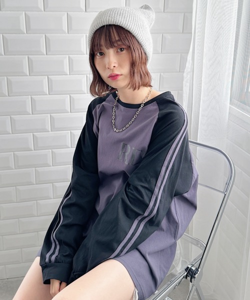 √nuage(ルートニュアージュ)の「ライン袖ラグランロングスリーブTシャツ(Tシャツ/カットソー・レディース・グレー/ホワイト・FREE)」の12枚目の写真