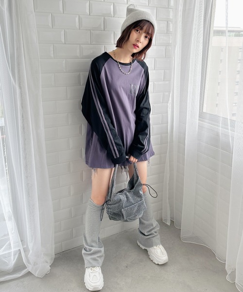√nuage(ルートニュアージュ)の「ライン袖ラグランロングスリーブTシャツ(Tシャツ/カットソー・レディース・グレー/ホワイト・FREE)」の17枚目の写真