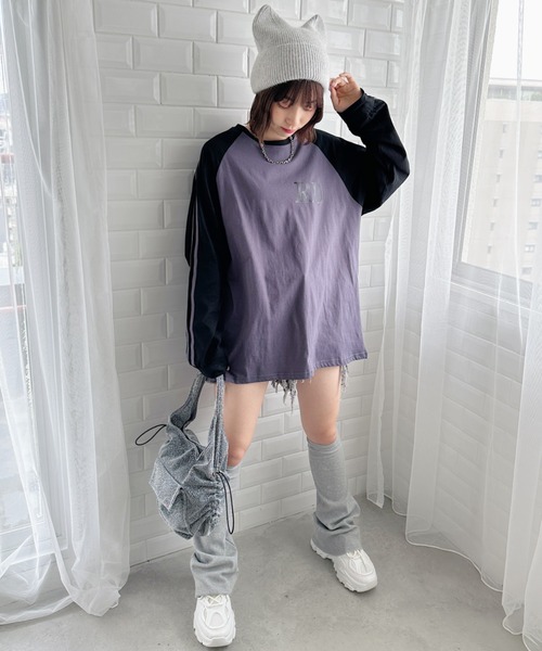 √nuage(ルートニュアージュ)の「ライン袖ラグランロングスリーブTシャツ(Tシャツ/カットソー・レディース・グレー/ホワイト・FREE)」の18枚目の写真
